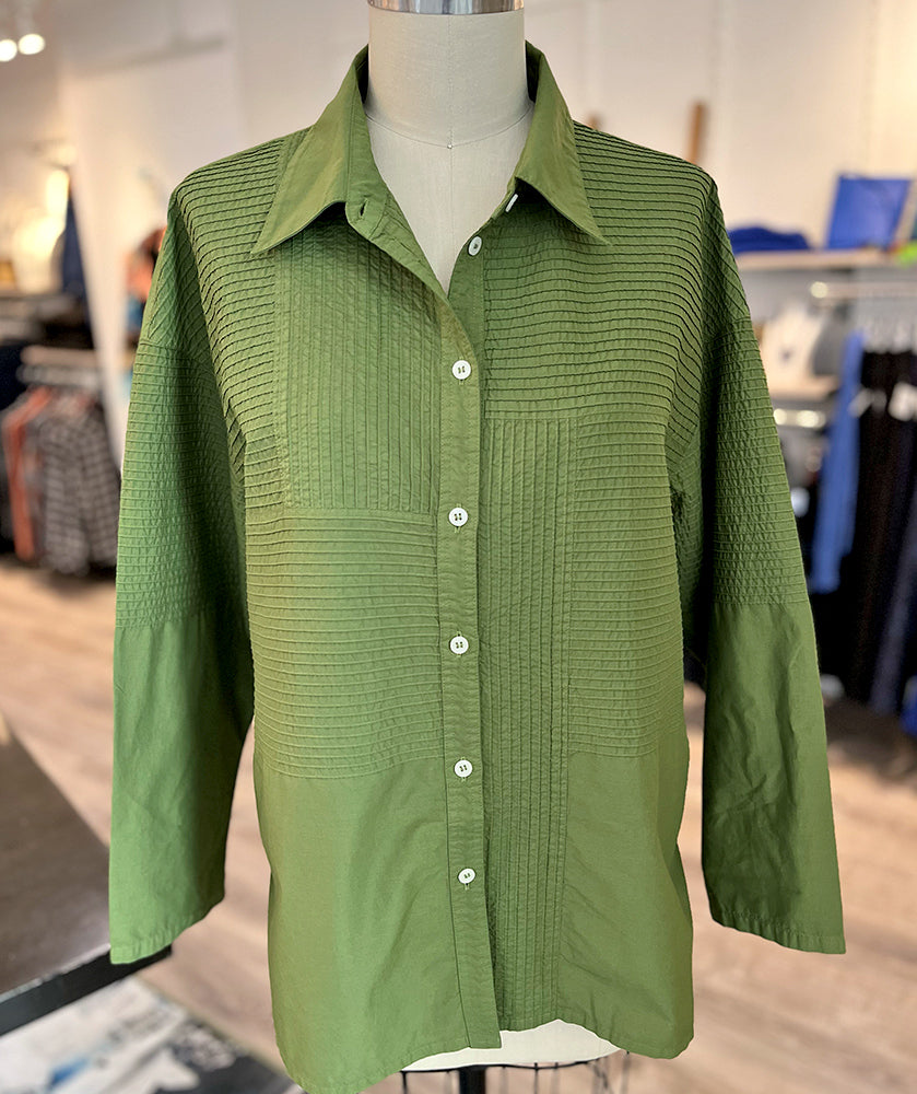 YACCO MARICARD シャツ Yacco Maricard Short A-Line Cotton Lawn Overshirt Petrol - Brenda