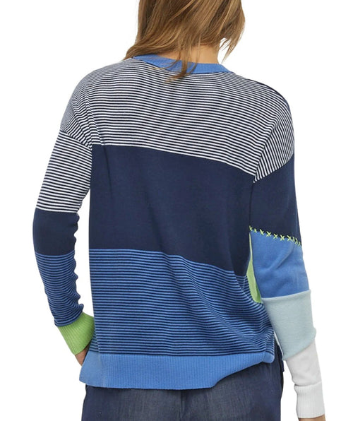 Patchwork Pullover Blues - Premium sweaters from Zaket and Plover - Just $130! Shop now at Mary Walter