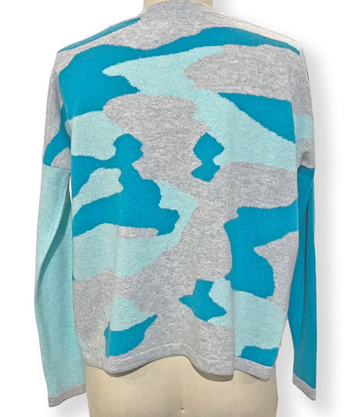 Olivia camo cashmere pullover mint - Premium sweaters from Edinburgh - Just $132! Shop now at Mary Walter