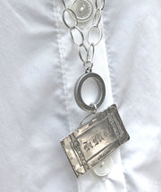 Suitcase necklace silver
