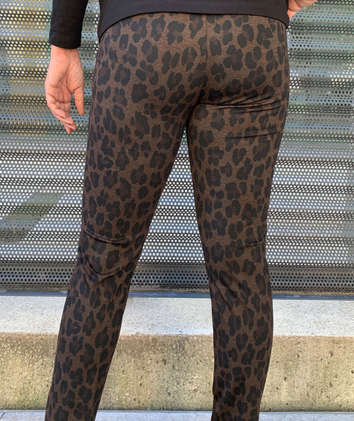 Pantalon à enfiler léopard Marron &amp; Noir taille 6