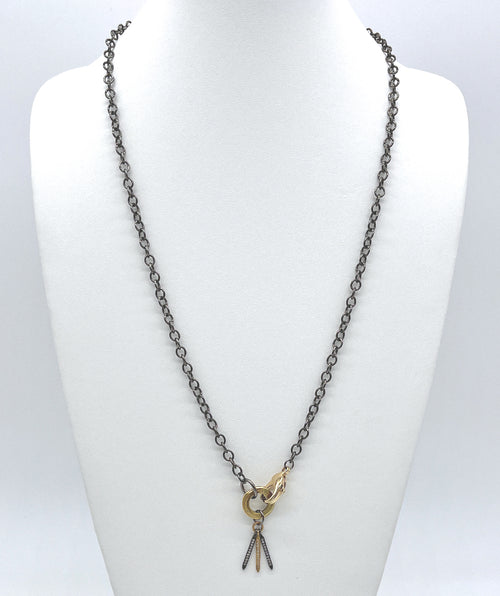 Gunmetal chain necklace with white topaz charm - Premium necklaces from Apunto - Just $90! Shop now at Mary Walter