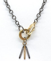 Gunmetal chain necklace with white topaz charm