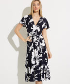 Floral wrap dress navy/white - Premium dresses from Joseph Ribkoff - Just $103.20! Shop now at Mary Walter