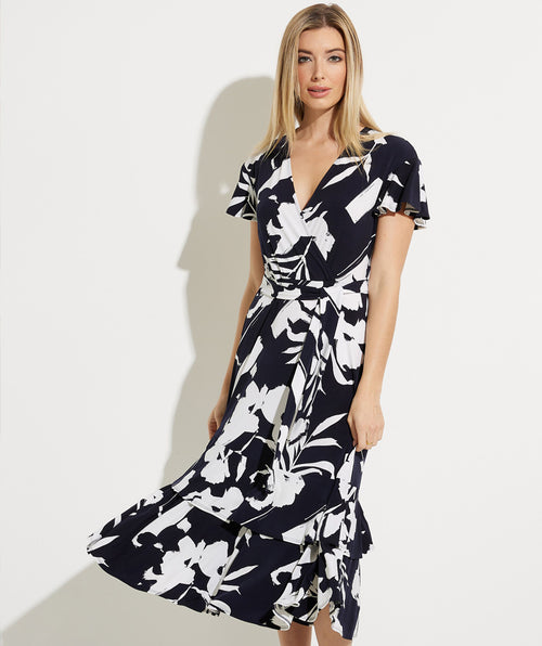 Floral wrap dress navy/white - Premium dresses from Joseph Ribkoff - Just $103.20! Shop now at Mary Walter