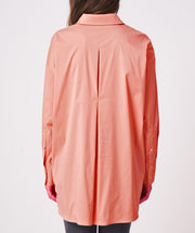 Oversized cotton stretch blouse terrracotta