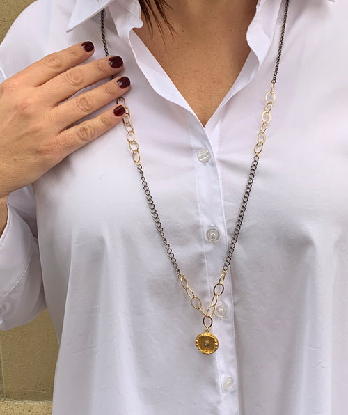 Gold Disk Necklace - Premium necklaces from Apunto - Just $48! Shop now at Mary Walter