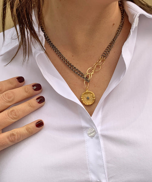 Gold Disk Necklace - Premium necklaces from Apunto - Just $48! Shop now at Mary Walter