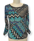 Bebe top zig-zag brown & teal - Premium Tops from Andria Lieu - Just $75! Shop now at Mary Walter