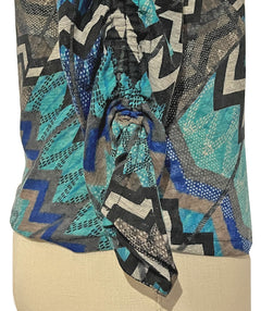 Bebe top zig-zag brown & teal - Premium Tops from Andria Lieu - Just $75! Shop now at Mary Walter