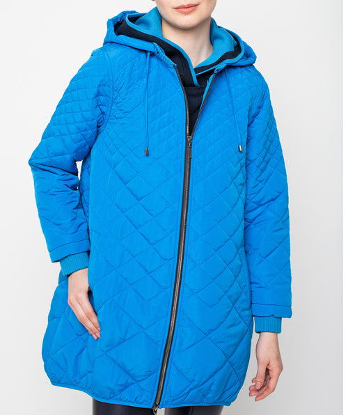 Quilted Hooded Jacket Lapis