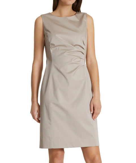 Essential polished cotton dress in Sand