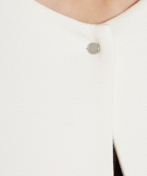 Short crepe knit one button jacket White