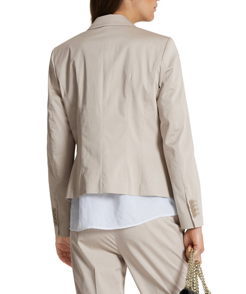 Essential polished cotton blazer Sand - Premium jackets from Marc Cain - Just $216! Shop now at Mary Walter