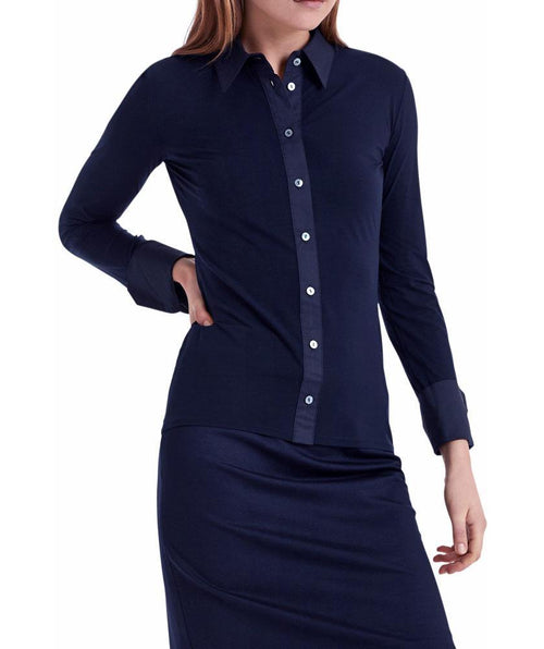 Babyskin blouse Navy - Premium tops from Marc Cain - Just $340! Shop now at Mary Walter
