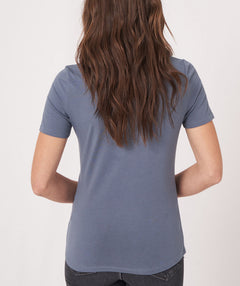 Scoop neck tee denim blue - Premium tops from Repeat Cashmere - Just $37.60! Shop now at Mary Walter