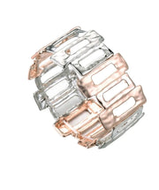 Rectangles elastic bracelet silver/rose