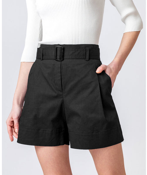 Belted Bermuda Shorts Black - Premium pants from ivko - Just $168! Shop now at Mary Walter