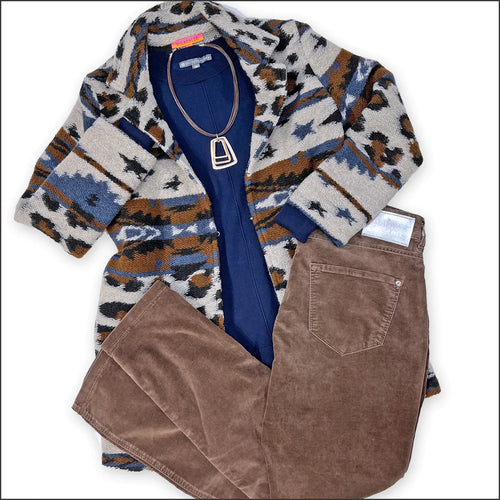 Cozy Leopard Jacquard Jacket - Premium sweaters from Villagallo - Just $79.20! Shop now at Mary Walter