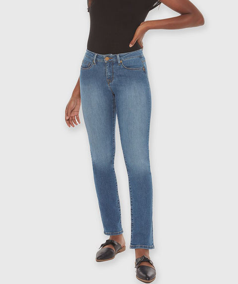 Mid rise straight leg jean