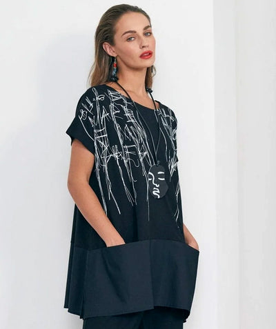 Black and White Scribbles Top