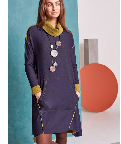 Cozy Contrast Seamed Dess - Premium dresses from Naya - Just $119.20! Shop now at Mary Walter