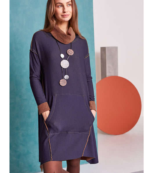 Cozy Contrast Seamed Dess - Premium dresses from Naya - Just $119.20! Shop now at Mary Walter