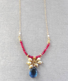 Blue topaz and ruby necklace - Premium necklaces from Avaasi - Just $127.50! Shop now at Mary Walter