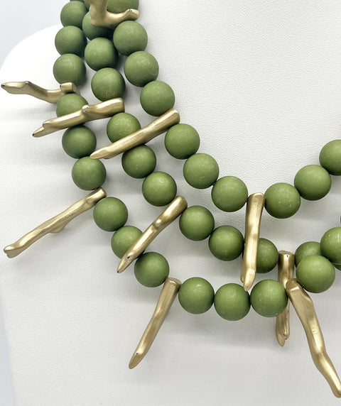 Green and Gold Bib Necklace