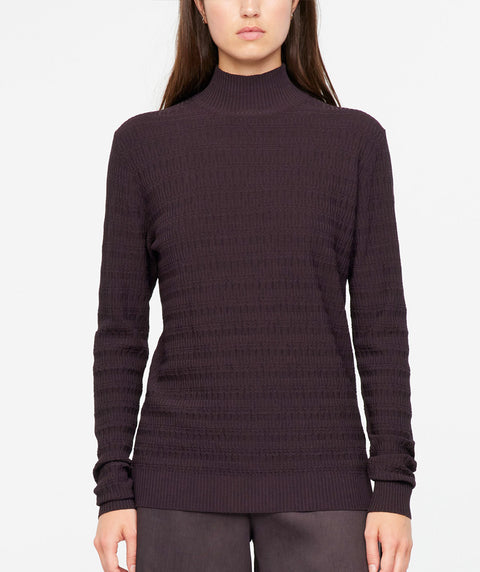 Grid Texture Mock Pullover