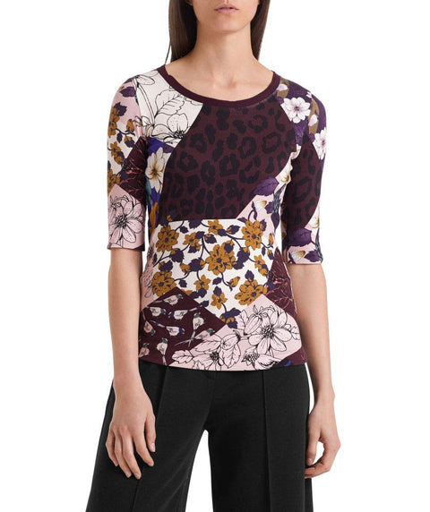 Mixed print tee wine - Mary Walter