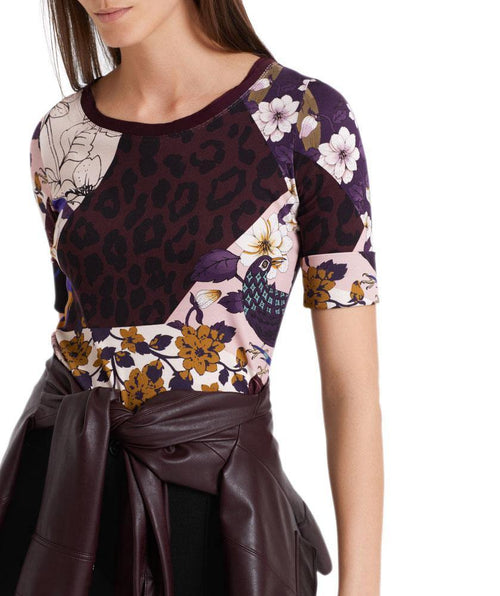Mixed print tee wine - Premium tops from Marc Cain - Just $88! Shop now at Mary Walter