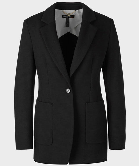 Long Textured Blazer Black