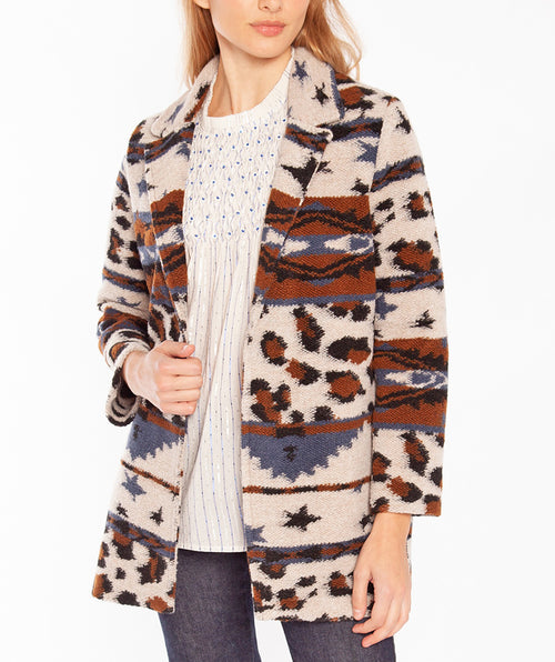 Acogedora chaqueta de jacquard de leopardo